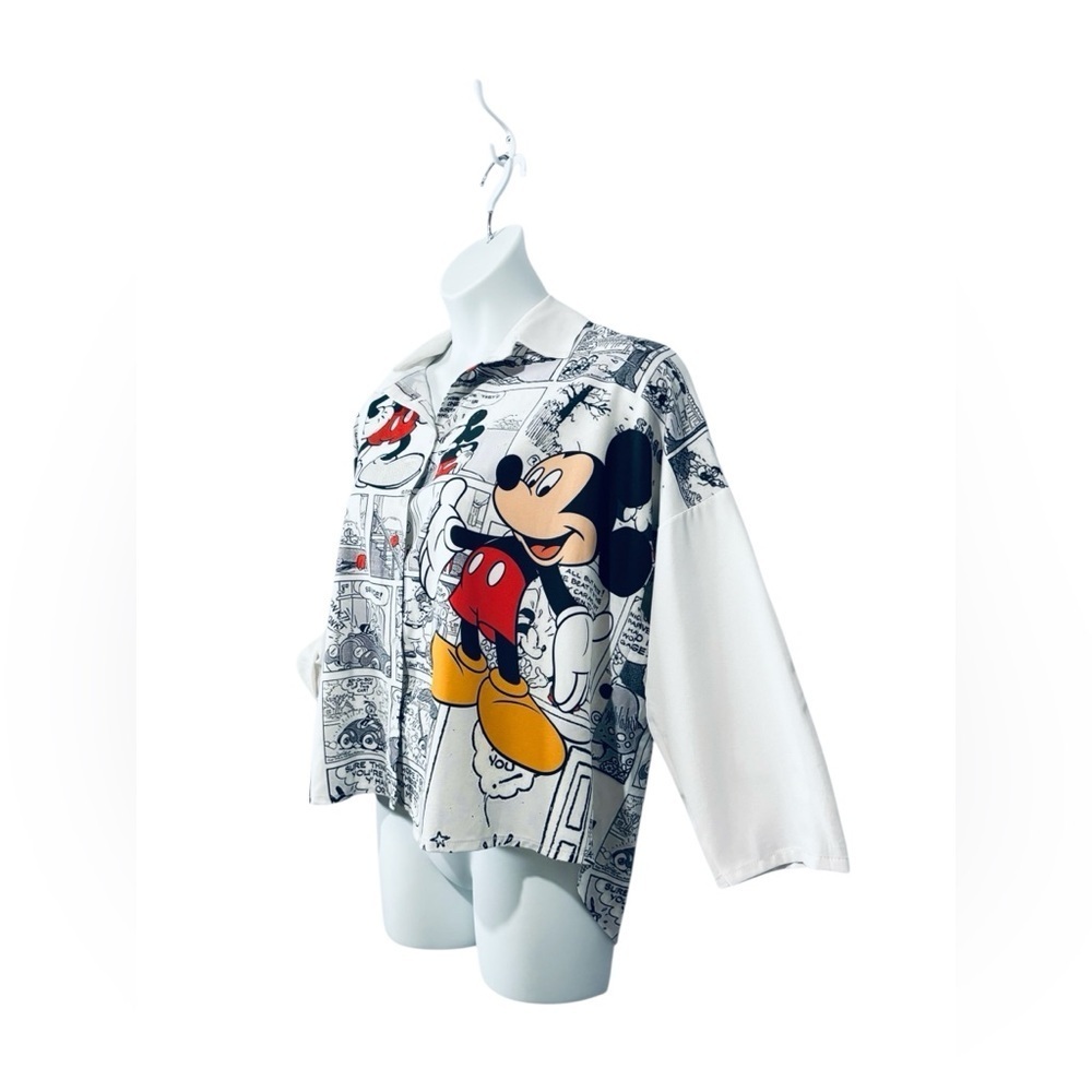 New Collection Made in Italy, Mickey Mouse Comic Print Shirt, Size XL, White - Picture 7 of 11